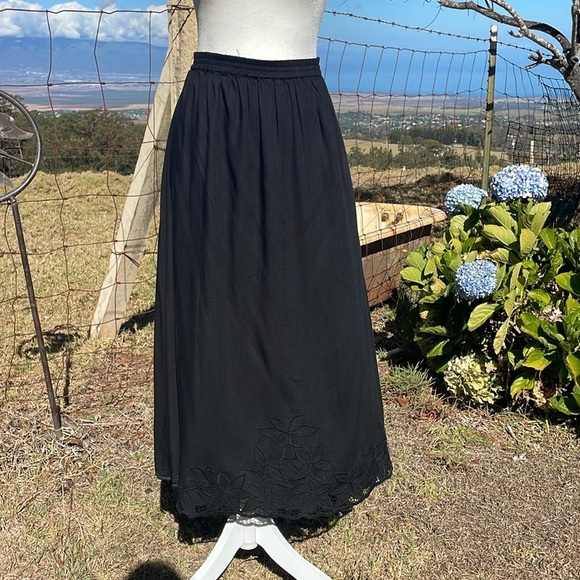 VTG Y2k Jane Ashley Black CottageCore Battenberg embroidered Skirt Set  XL - Picture 7 of 9